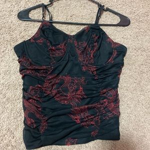 black and red dragon crop tank